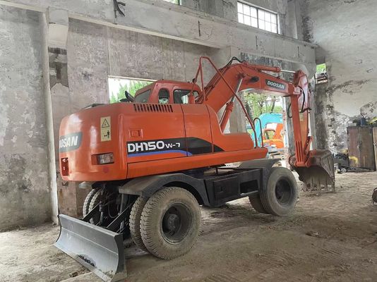 Excavadora usada de controle inteligente DH150W-7 Excavadora de rodas Doosan 2012 ano